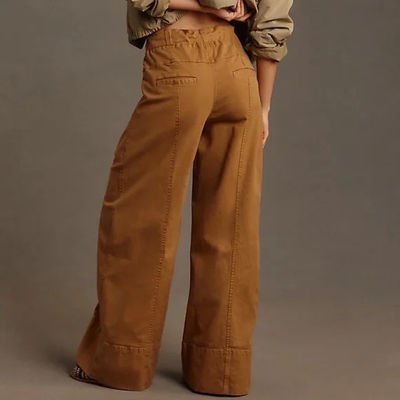 NWT Anthropologie Maeve Brown Wide-Leg Utility Pants - Picture 4 of 10